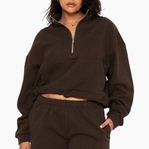 Set active heavyweight half zip in espresso
